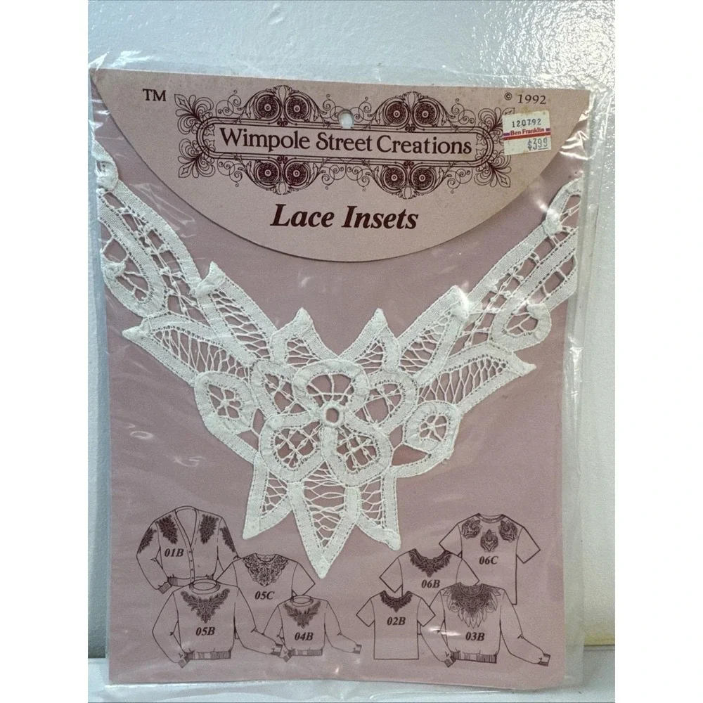 VTG Cotton Battenberg Lace Inset applique patch 90s‎ apparel